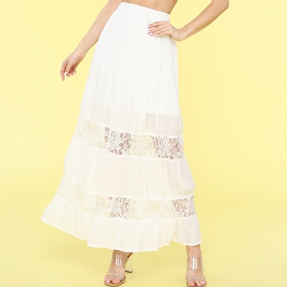 Boutique Dresses & Skirts - White Lace Detail Maxi Skirt